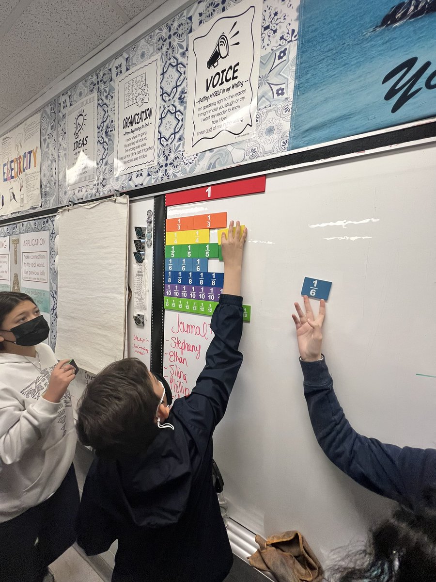 msmarinelli's tweet photo. Hands on math activity this morning! @StGregoryCS grade 6 students compare fractions with unlike denominators! ๐#math #manipulatives #handsonlearning @tcdsb #interactivemath https://t.co/nSHlnb3fbv