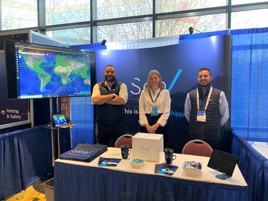 seabymaritech's tweet photo. We're at the @CMAShipping Expo &amp; Conference for the next two days. If you're visiting be sure to pop by our booth, number 24, to meet the Sea/ team and demo our Intelligence modules - Adam Emirali, Poppy Stebbings &amp; John Barrera.

 #CMAShipping #Maritime #ShippingConference https://t.co/Qph9HKVKSm