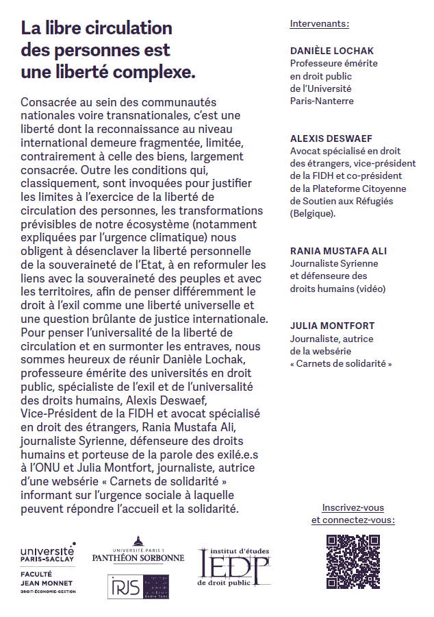 AlexisDeswaef's tweet photo. Ce 30 mars à 17h30: conférence sur "Droit à l'exil: pour une liberté universelle de circulation", en format hybride.
Avec D. Lochak, @alimrania et @msmontfort & moi pour @fidh_fr
Pour suivre en ligne: https://t.co/FVzoKFrd6x
#droitshumains #RefugeesWelcome #libertedecirculation https://t.co/gejOYM7I0t