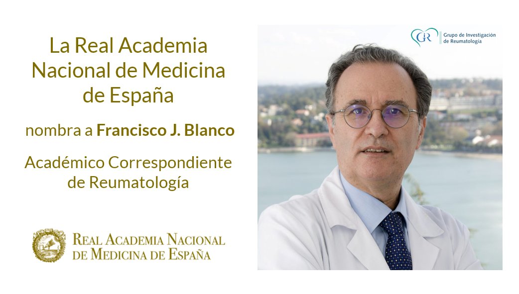 CICA (@cicaudc) on Twitter photo La Real Academia Nacional de Medicina de España (<a href="/ranm_es/">RANME</a>) ha nombrado Académico Correspondiente en la categoría de Reumatología a Francisco J. Blanco, investigador del CICA y del INIBIC (<a href="/paco_fblagar1/">Paco Blanco</a>, <a href="/girblanco1/">Grupo de Investigación de Reumatología (GIR)</a>). ¡Enhorabuena! 👉cica.udc.gal/es/noticia/465 La Real Academia Nacional de Medicina de España (<a href="/ranm_es/">RANME</a>) ha nombrado Académico Correspondiente en la categoría de Reumatología a Francisco J. Blanco, investigador del CICA y del INIBIC (<a href="/paco_fblagar1/">Paco Blanco</a>, <a href="/girblanco1/">Grupo de Investigación de Reumatología (GIR)</a>). ¡Enhorabuena! 👉cica.udc.gal/es/noticia/465