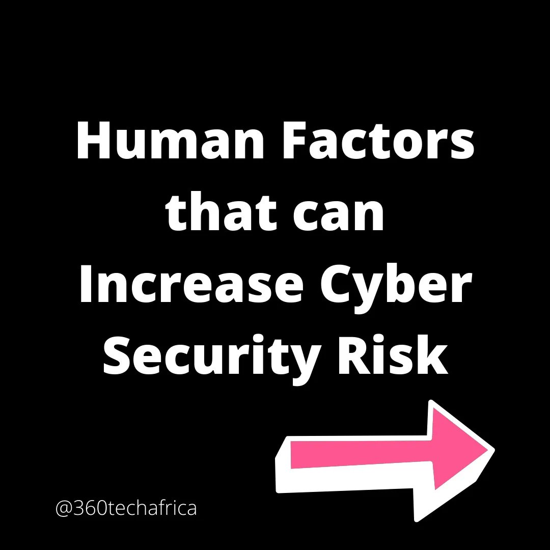 360techafrica's tweet image. Here are  some factors that can increase your cyber security risk;
We are usually advised to use different passwords as it helps in keeping our platforms secure.  One maybe careless with a password and imagine if it&apos;s the same password for all it would be very sad what could...