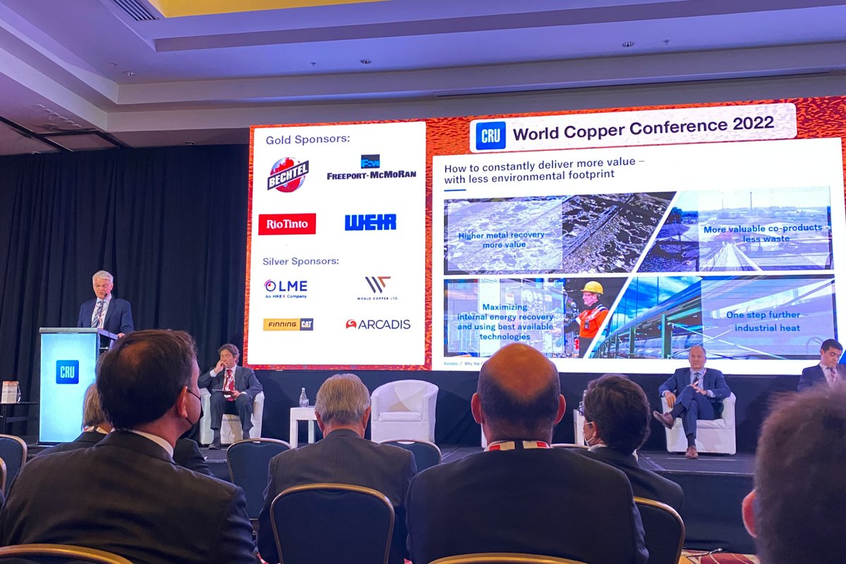 Aurubis CEO Roland Harings at the #CRU World Copper Conference 2022 / #CescoWeek in Santiago, Chile: 'Sustainability is in our DNA. We are constantly investing in solutions for responsibly handling the resources entrusted to us.' #CescoWeek2022 #Sustainability #Cesco #Copper