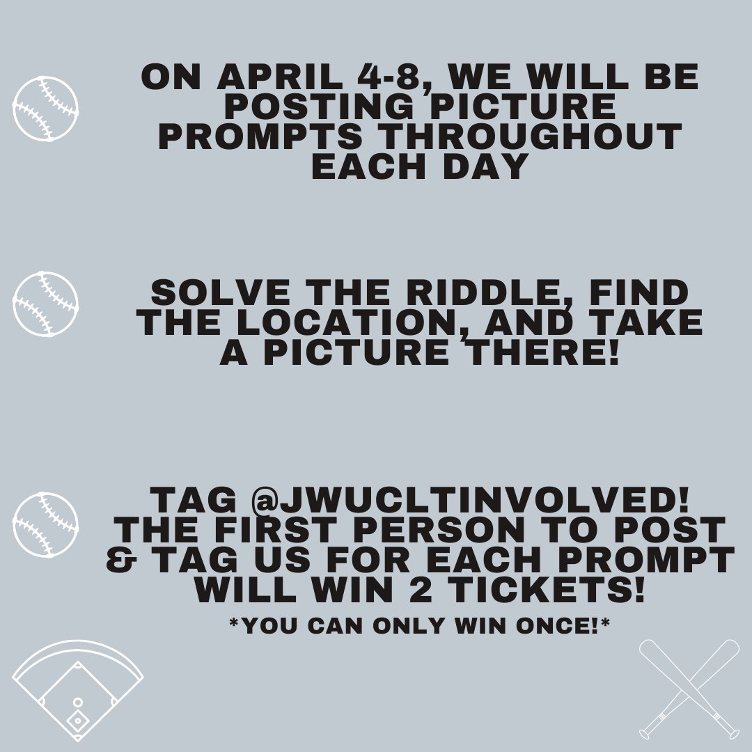 jwuCLTinvolved's tweet photo. To welcome baseball season, we're holding a Charlotte Knights ticket giveaway on Instagram next week! Follow us at @jwucltinvolved on IG to enter for a chance to win! https://t.co/NkqYuU6CNO