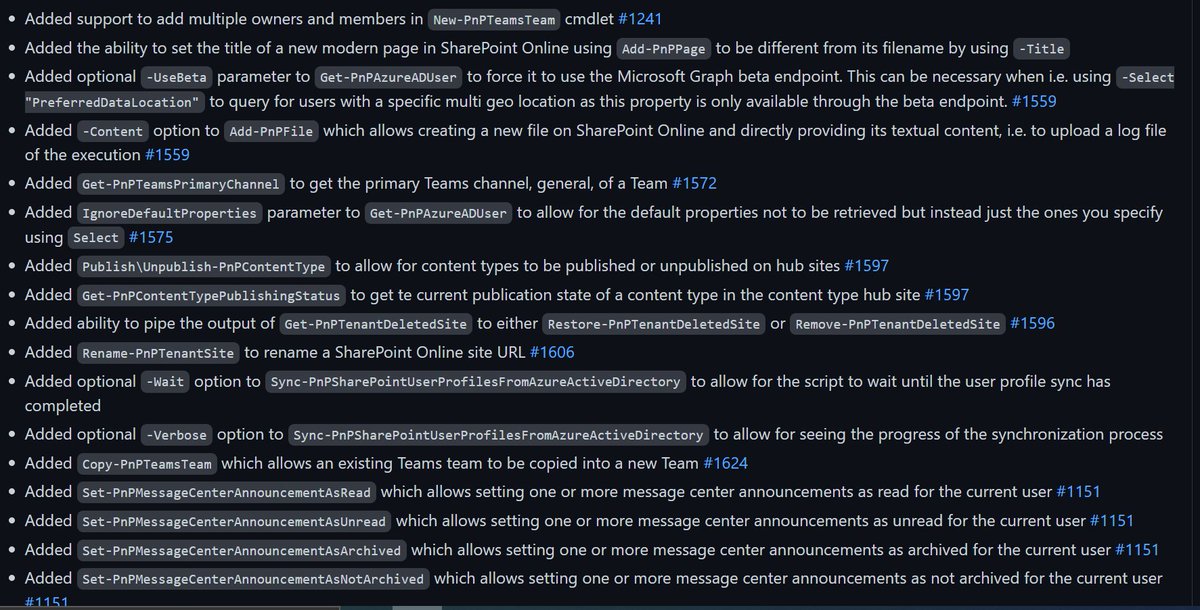 Yo yo !!

New <a href="/PnpPowershell/">PnP PowerShell for Microsoft 365</a> 1.10 release just got dropped !

Some amazing new cmdlets and quite a lot of bug fixes and improvements !

Go check it out, feedback appreciated 🙏😊

github.com/pnp/powershell…