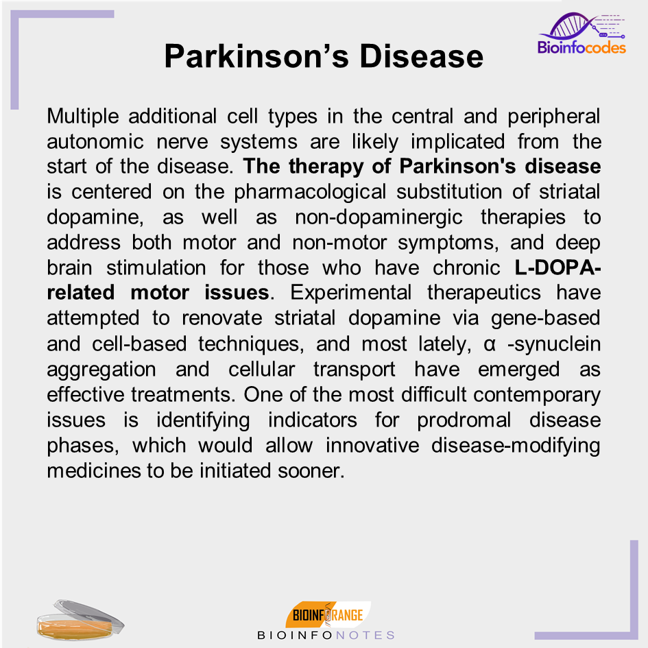 bioinfocodes's tweet photo. New #bioinfonotes about Parkinson’s Disease has been published ! #biology #science #parkinson #diseases #neuron #dopamine #receptors #disorders #nerve #modifying #medicines #nervesystems #neuronaldeath #biologynotes https://t.co/v9Q5EDTU2Y