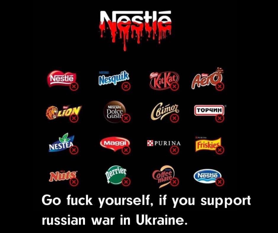 perserkatzchen's tweet photo. @BILD Diese nicht vergessen ๐und #metro # kellogs #bisch #siemens #miele #danine #BoykottRitterSport #boykottrussia #BanRussia #NestleBoycott โฆ. https://t.co/NEaiOHKL6B