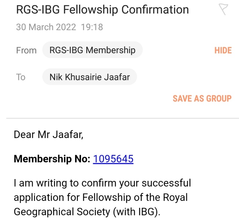 nikkhusairie's tweet photo. Very glad to have received confirmation that my application to become a Fellow of the Royal Geographical Society was successful! Always grateful for any opportunity to celebrate geography and the work of @RGS_IBG #FRGS https://t.co/QRzG0TWUic