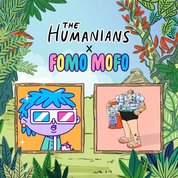 FomoMofoNFT's tweet photo. Excited for our collab with @TheHumanians! 

Be sure to give them a follow and if you are a #fomie jump into our Discord and enter the raffle for the chance to join HUMANIA! https://t.co/GKOXGxEqPE