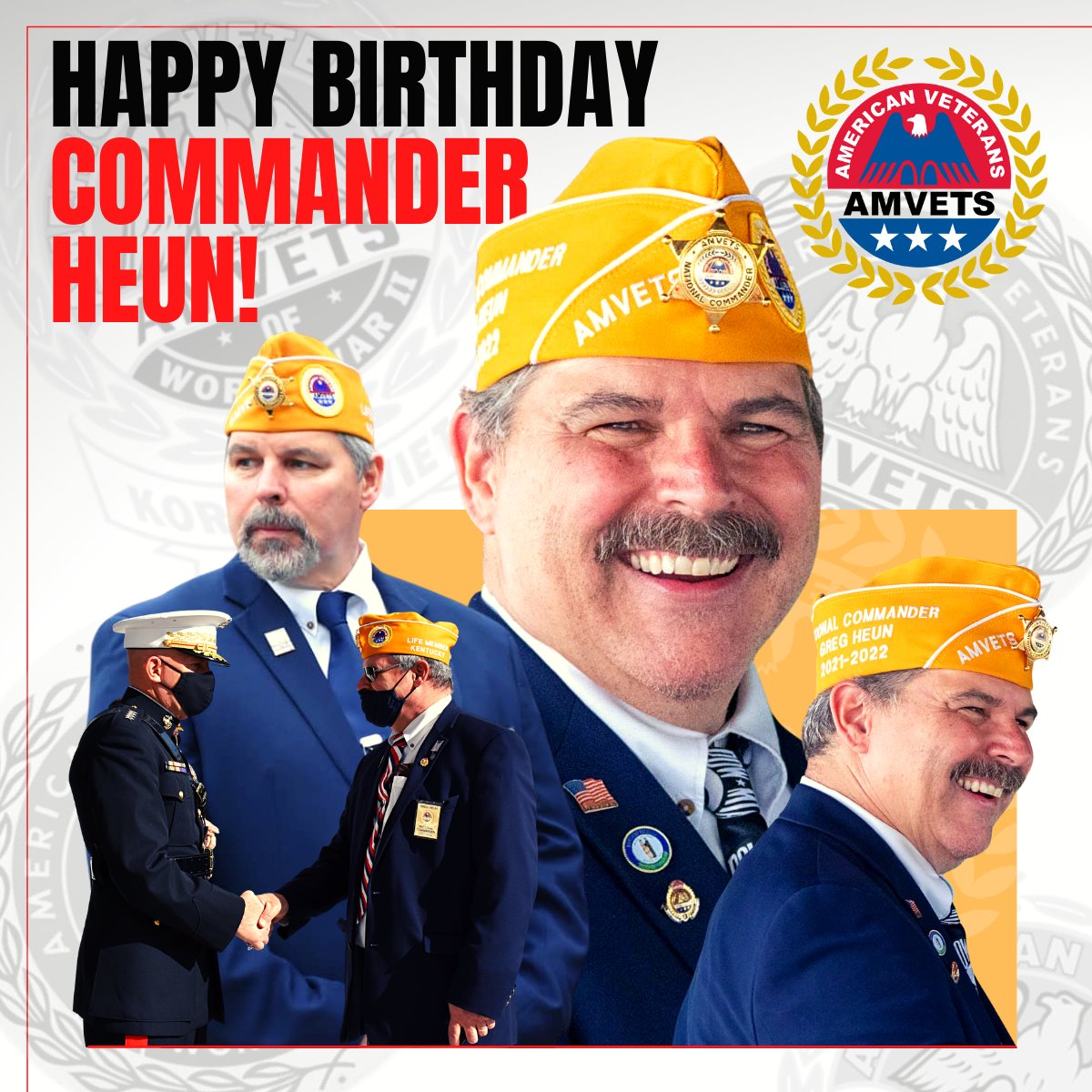 Please join us in wishing <a href="/AMVETSNatlCmdr/">Gregory S. Heun</a> Greg Heun a happy birthday! 

Commander, thank you for your leadership and relentless service to your fellow veterans.