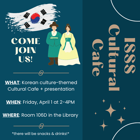 OleMissIntl's tweet photo. Join us for Cultural Cafe! 
The theme this week will be Experience Korean Culture. https://t.co/o0wQ8e7Xsq