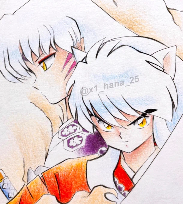 犬兄弟
犬夜叉の原作イラストめっちゃ好き💖

#犬夜叉
#殺生丸
#色鉛筆
#模写 