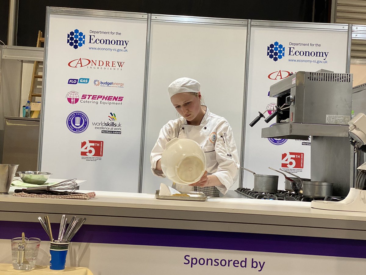 Anna Feeney competing in restaurant  innovation dessert of the year heat 2 for @GMITHotel  at <a href="/IFEX_NI/">IFEX</a> 20 minutes to go.