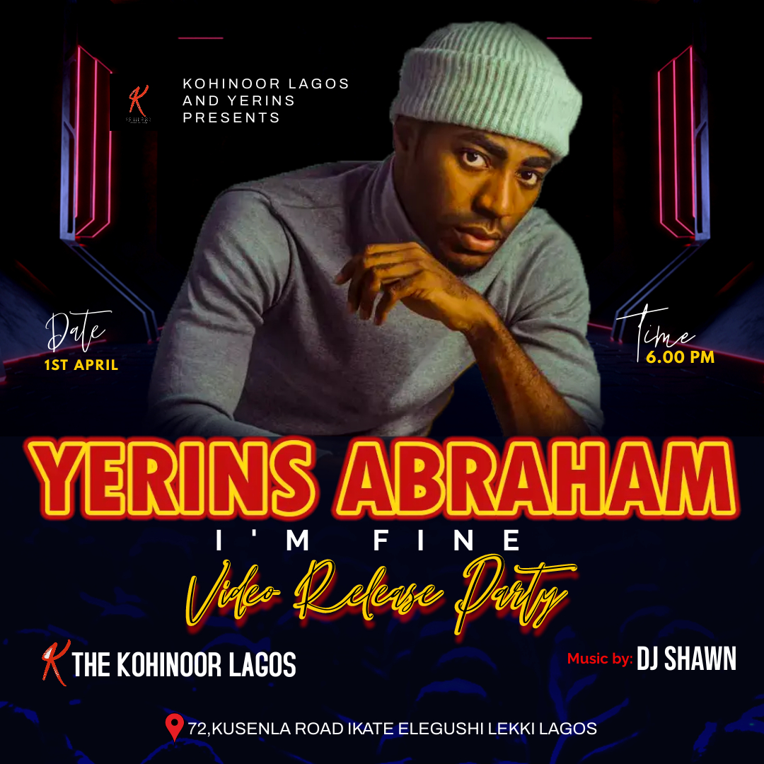 yerinsabraham's tweet photo. If you're in Lagos, come join me at Kohinoor Lagos this Friday as we premiere and celebrate the release of the "I'm Fine' music video together... Lots of chilling, interactions and fun.✌❤️ https://t.co/UX2dhm6sZS