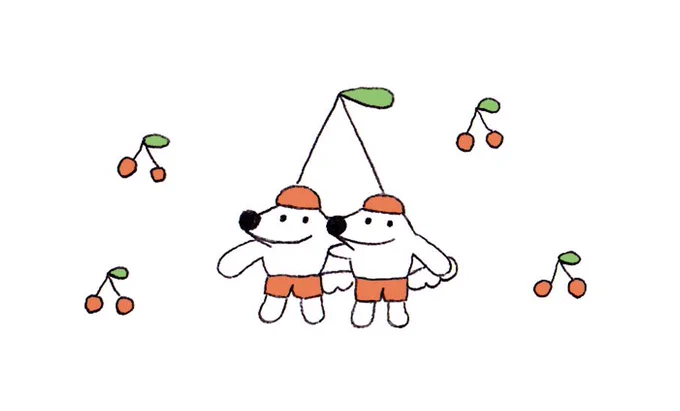 今日ぽかぽか陽気で桜もたくさん咲いていて嬉しくなったので、春らしいイラストを描こうとしたらシュールになった🍒 