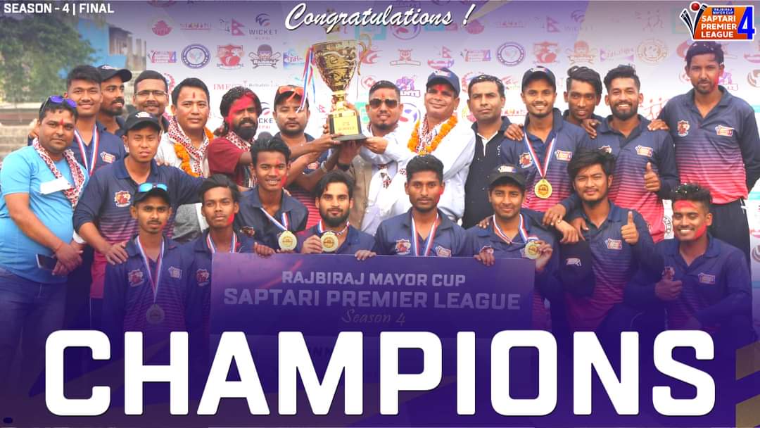 CricketNep's tweet photo. Congratulations !

Rajbiraj The Kings defeated Tilathi Koiladi Giants by 29 runs to clinch the title of the fourth edition of the Saptari Premier League (SPL)

#DistrictNews 
#SPL2022 https://t.co/uA46SFHyC7