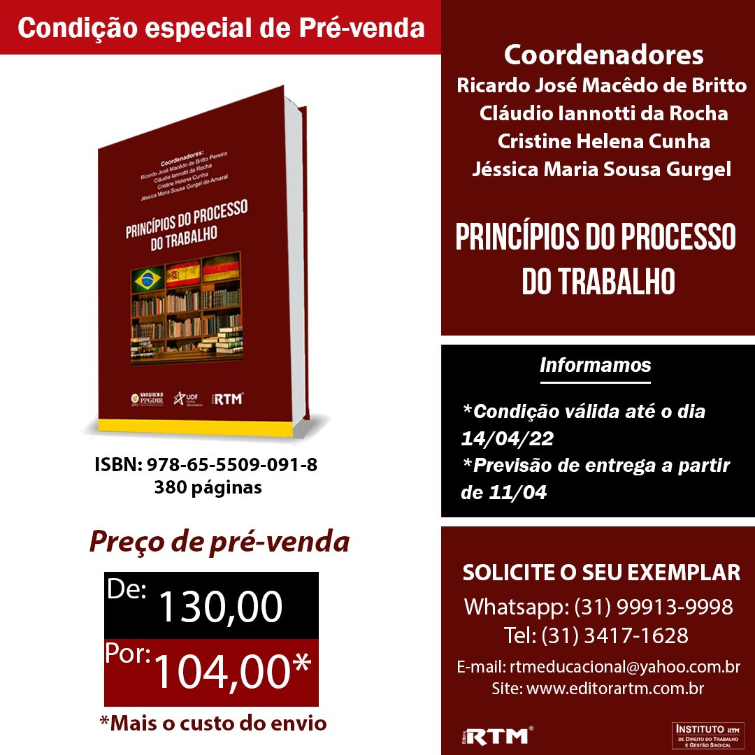 EditoraRtm's tweet photo. Conheça também a nossa biblioteca digital, através do site https://t.co/5Cy259zKMN
Ou compre livros especializados na área de direito trabalhista/sindical, através da nossa loja virtual https://t.co/yyZ6BCffWB

Para mais informações:
Ligue (31) 99913-9998 ou (31) 3417-1628 https://t.co/exNhrXUqhG