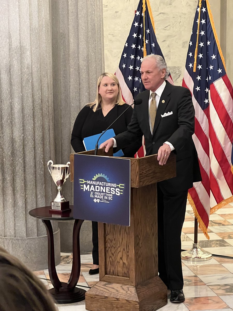 SCManufacturers's tweet photo. There is no bigger champion for #SCManufacturing than Gov. McMaster. Since he became governor in 2017, more than 45,000 manufacturing jobs have been created or announced in SC! https://t.co/cgzqZNL1ZJ