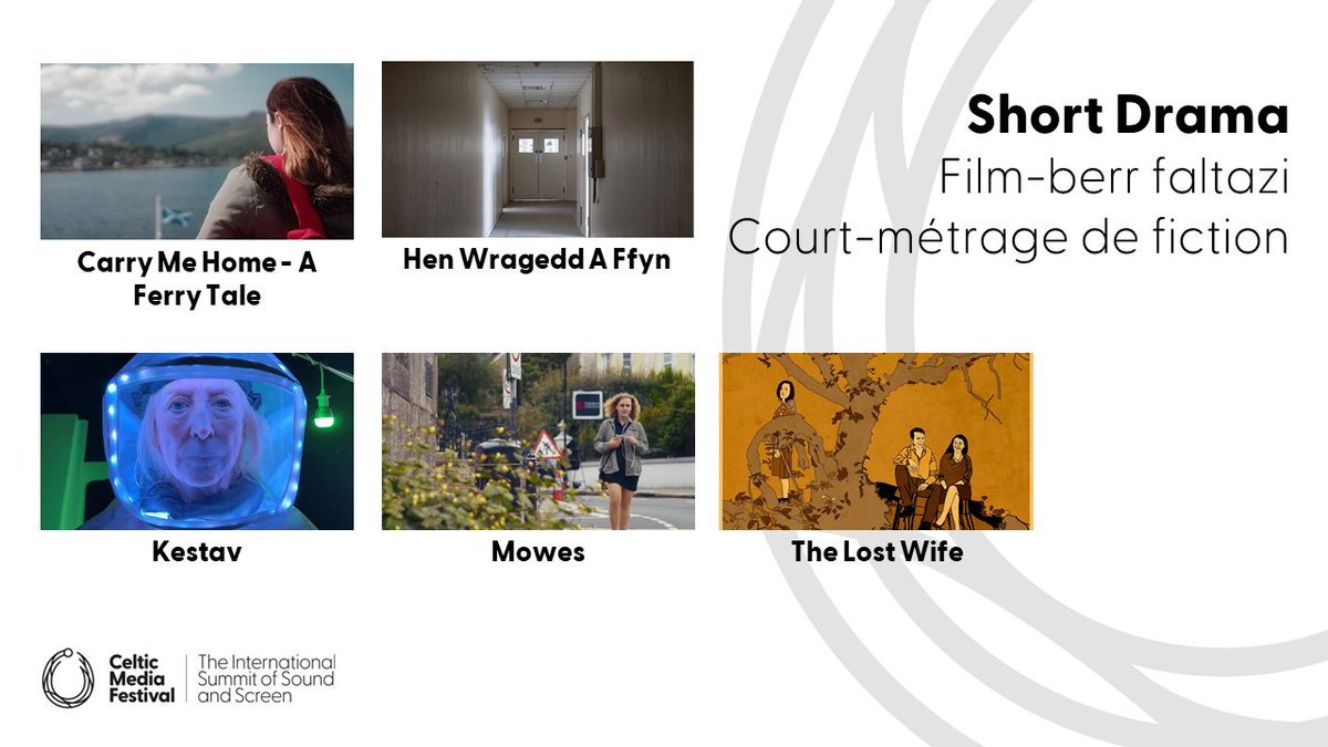 Celtic Media Festival (@celticmediafest) on Twitter photo The nominees for best #ShortDrama are
Carry Me Home - A Ferry Tale <a href="/ntsonline/">National Theatre of Scotland</a>
Hen Wragedd A Ffyn @itsmyshoutltd <a href="/S4C/">S4C 🏴</a> <a href="/ywasgS4Cpress/">S4C Y Wasg/Press</a>
Kestav <a href="/profdoc365/">Christopher Morris</a>
Mowes <a href="/TheRealBFlan/">B Flan</a>
The Lost Wife <a href="/DarkAvenueFilm/">Dark Avenue Film</a>
#CelticMedia #TorcAwards The nominees for best #ShortDrama are
Carry Me Home - A Ferry Tale <a href="/ntsonline/">National Theatre of Scotland</a>
Hen Wragedd A Ffyn @itsmyshoutltd <a href="/S4C/">S4C 🏴</a> <a href="/ywasgS4Cpress/">S4C Y Wasg/Press</a>
Kestav <a href="/profdoc365/">Christopher Morris</a>
Mowes <a href="/TheRealBFlan/">B Flan</a>
The Lost Wife <a href="/DarkAvenueFilm/">Dark Avenue Film</a>
#CelticMedia #TorcAwards