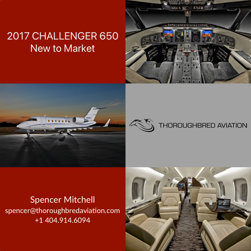 2017 Challenger 650 - New to Market from 
<a href="/ThoroughbredAv1/">Thoroughbred Aviation</a>  #FindAircraft #AircraftForSale #ThoroughbredAviation - mailchi.mp/findaircraft/1…