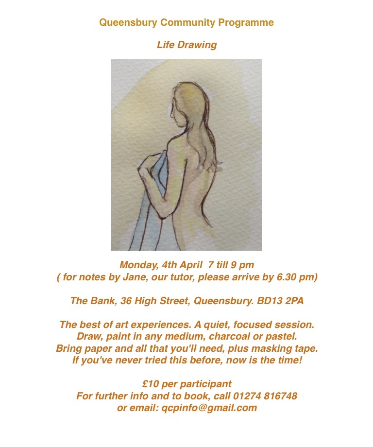 Why not join us on Monday 4th April at 6:30pm - 9:00pm for our popular Life Drawing workshop led by the very talented Jane Gamble. Only £10 per person!
#ArtistOnTwitter #lifedrawing #communitylearning