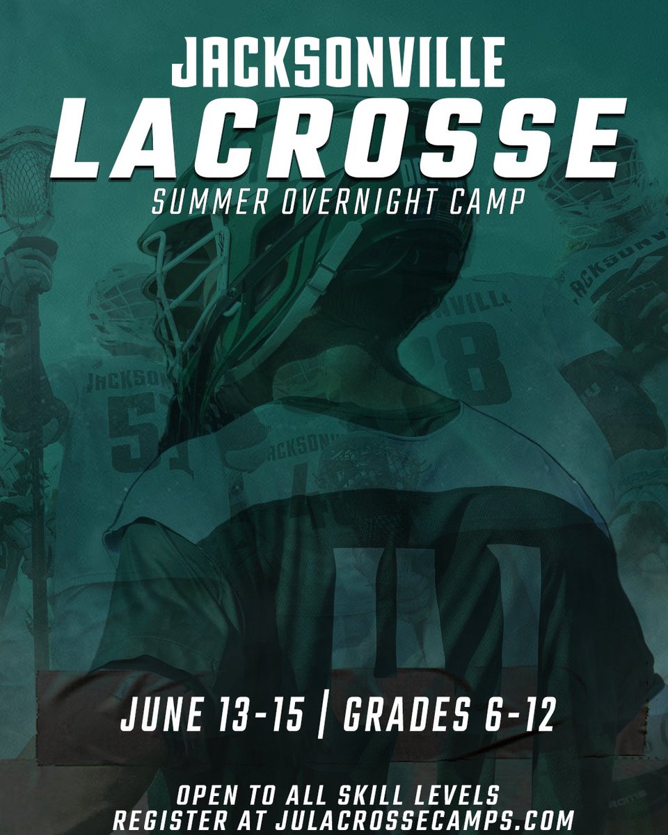 JAX_MLAX's tweet image. 🗣 Registration is open for our Summer Overnight Camp! 🚨 

Dates: June 13-15
Grades: 6-12 

For more information and to register, visit JULacrosseCamps.com! 

#JUPhinsUp x #WTD88