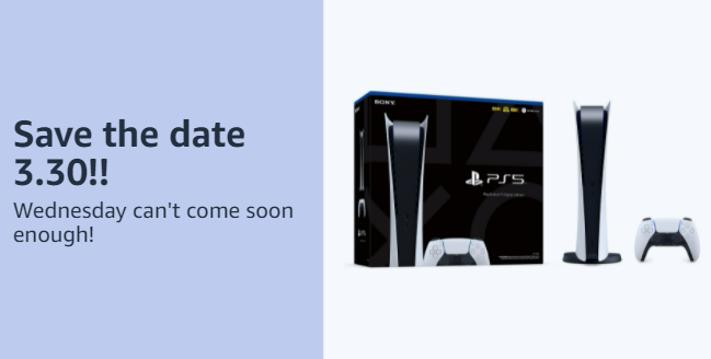 Tracker_Deals's tweet photo. [Reminder] Digital PS5 restock on Amazon for Prime Members at 8AM PT.

PS5 Link
➡️https://t.co/iwPoJxKzBY
Amazon Prime
➡️https://t.co/ntZ9JSugGn

Retweet for a chance to win 1 year of PlayStation Plus.

Tips: install the app &amp; keep trying when it starts.
#PS5 #Amazon #PlayStation https://t.co/N6DuwNjx9I