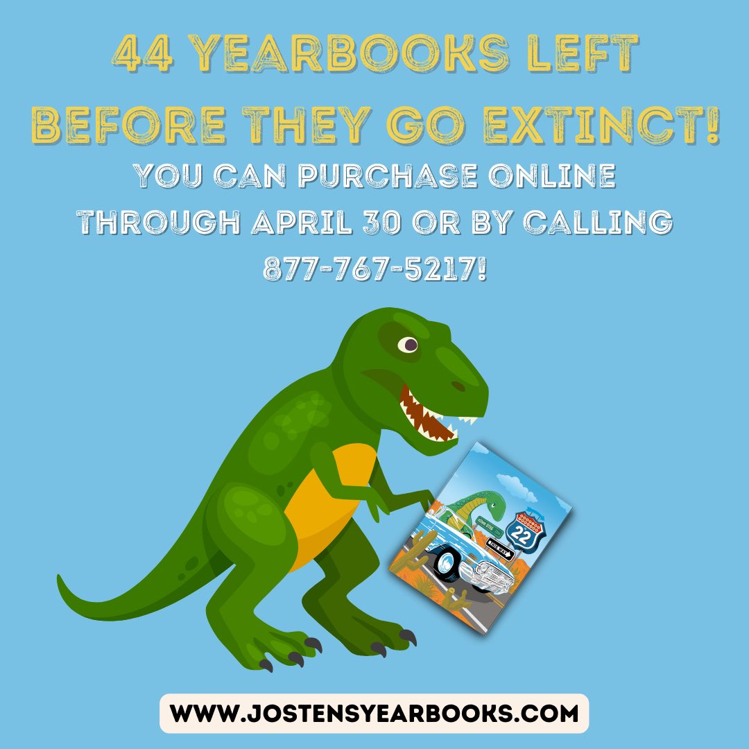 We’ve opened our online sales until April 30th to sell our remaining 44 yearbooks! Order soon to ensure your copy! jostensyearbooks.com