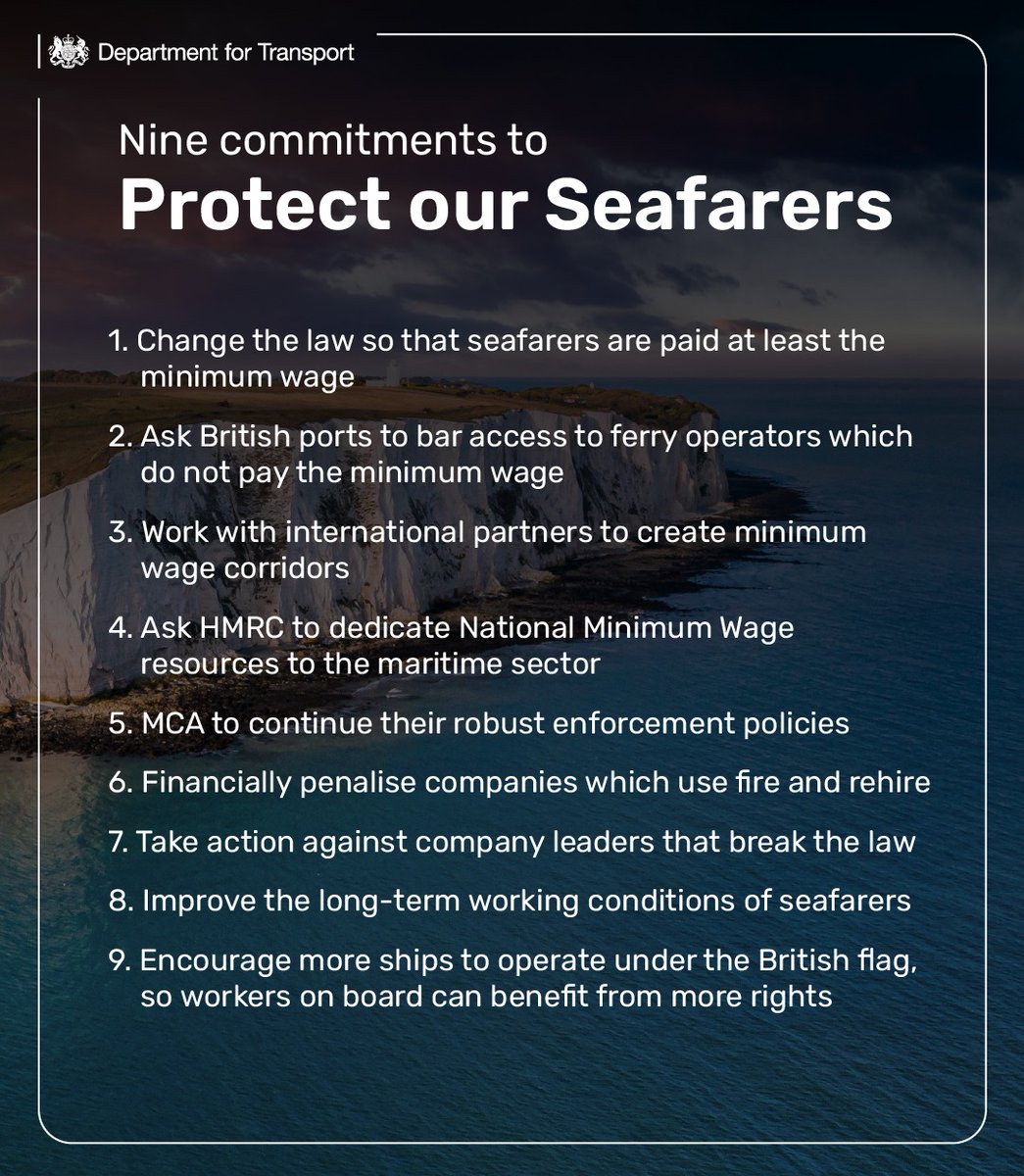 grantshapps's tweet photo. So today, I have announced 9 commitments to ensure no seafarer working on a ferry in the UK is paid below minimum wage. (3/3) https://t.co/CBerEBsIxi