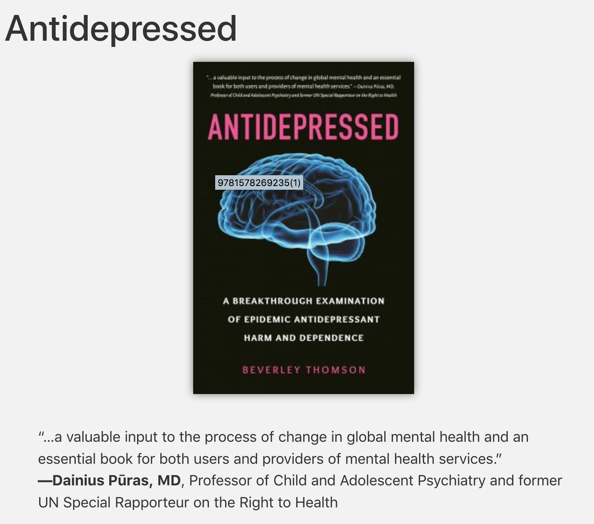 DrNancyOlivieri's tweet photo. @AKECassels @Drug_Evidence @thackerpd @VPrasadMDMPH @AllenFrancesMD @StanKutcher Must read
https://t.co/CAUOzOXJYE ๐@T_A_Psupport https://t.co/0zrhU0DSLE
