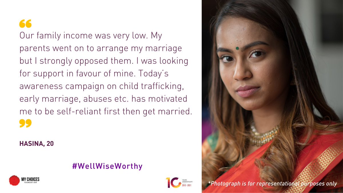 MyChoicesFDN's tweet image. Financial vulnerability is a major factor in forcing women &amp;amp; girls into early marriages. Attending our program helped Hasina understand how early marriage can impact her well-being. Her refusal to comply is the 1st step in her journey of being self-reliant. #WellWiseWorthy