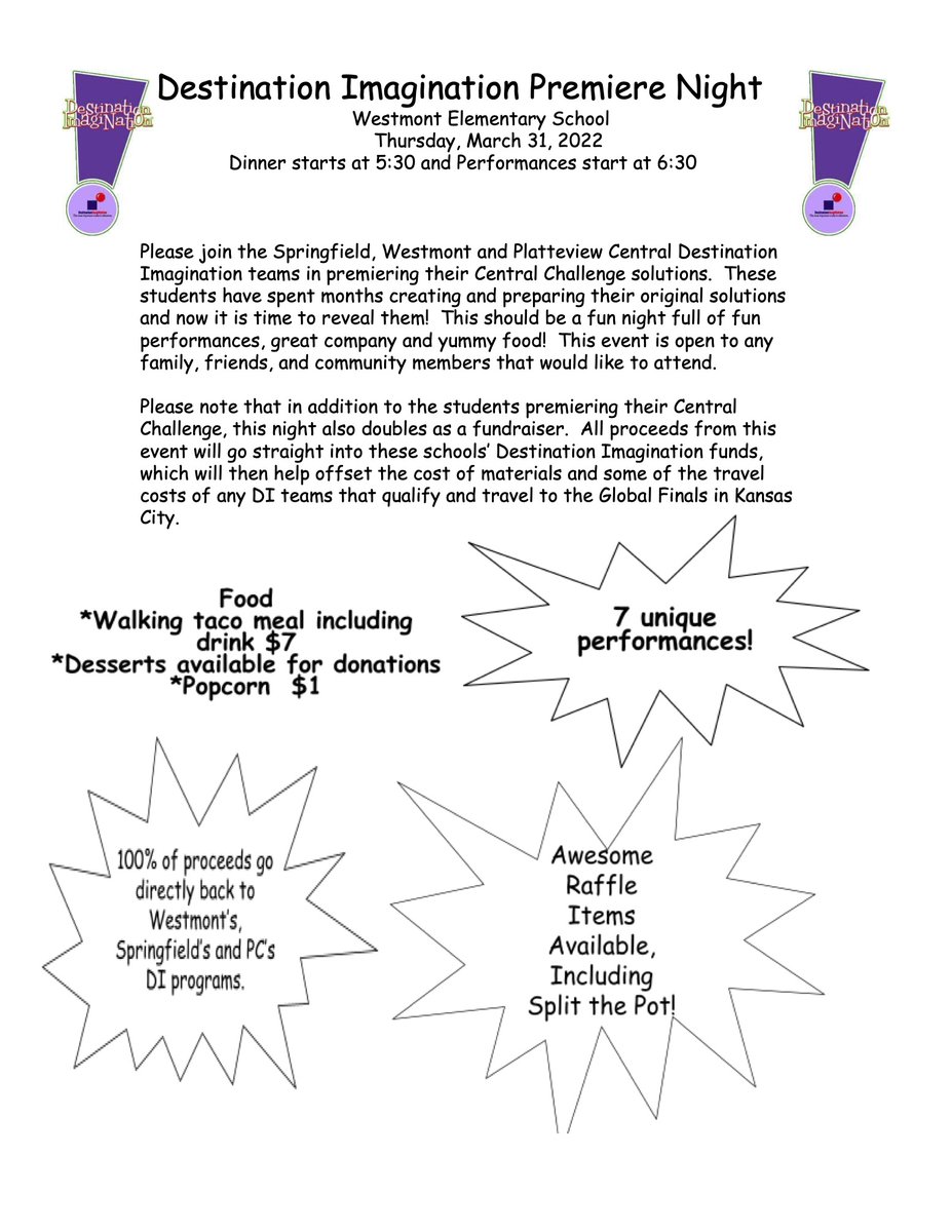 Want to see amazing students using their imaginations &amp; creativity! Come to DI Premier Night! This Thursday 3-31-2022 #springfieldamazing