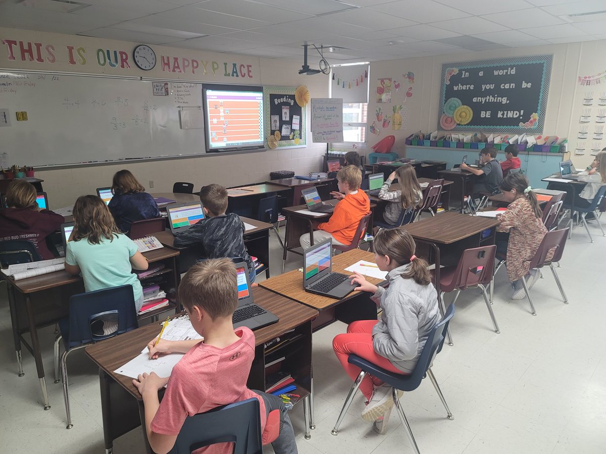 MorganMueth's tweet photo. Look at these students engaged in learning as they try to win the race! Awesome review of what we have learned in third grade so far! #proudteacher #redbud132 https://t.co/ivoq5ImV2B