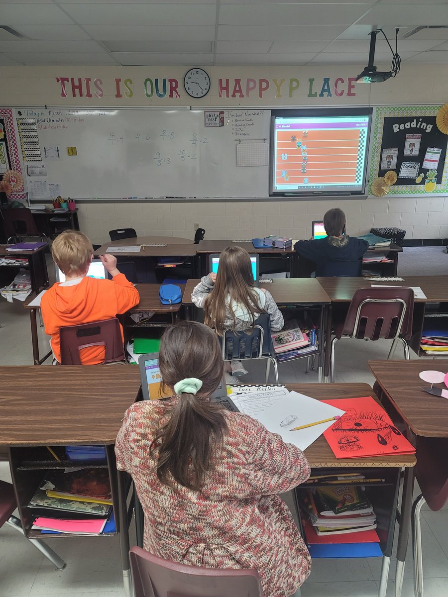 MorganMueth's tweet photo. Look at these students engaged in learning as they try to win the race! Awesome review of what we have learned in third grade so far! #proudteacher #redbud132 https://t.co/ivoq5ImV2B