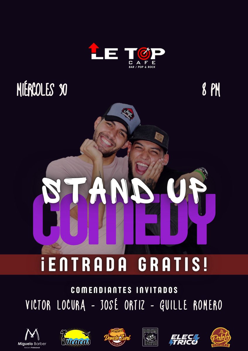 Buen día como todos los miércoles estamos activos con la comedia.. <a href="/letopbar/">Le Top Café</a> #lacima