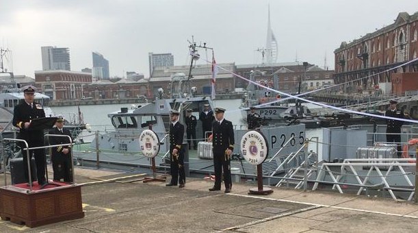 HmsScimitar's tweet photo. Today we decommissioned following 30 years service to @RoyalNavy.

A huge thanks to our sailors and families past and present for your support.

For more Coastal Forces action follow @HMS_Pursuer as the team moves on!

@CDRETNEILD
@CdrJamieWells 
@JoshuaTyrie
#ScimForTheWin https://t.co/N2qJkenhvP