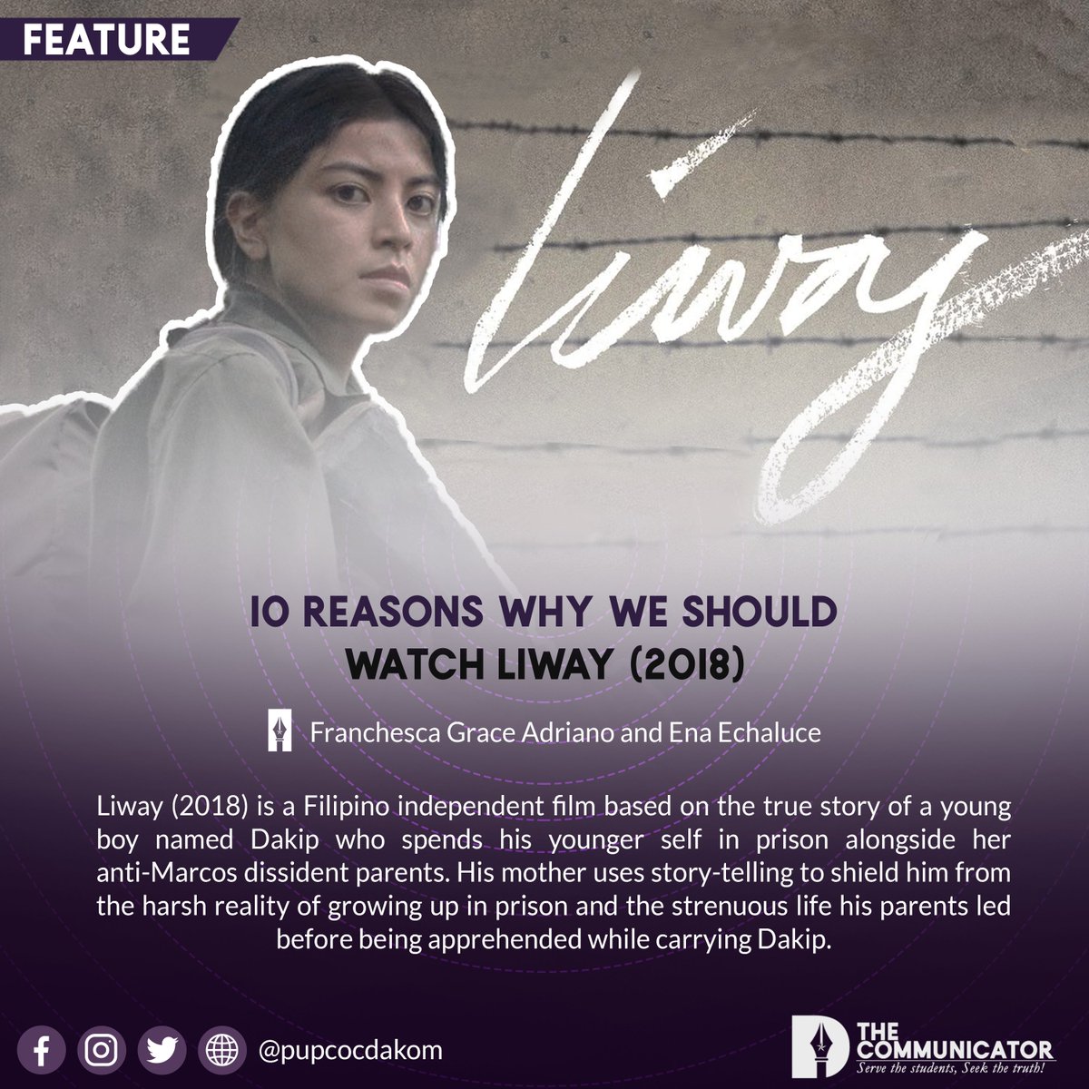 pupcocdakom's tweet photo. FEATURE | 10 Reasons Why We Should Watch Liway

Writers: @chesca_dakom and @ena_dakom 
Graphics: @einexx
Photo: Cinema Centenario FB Page https://t.co/vKAOPOVPWw