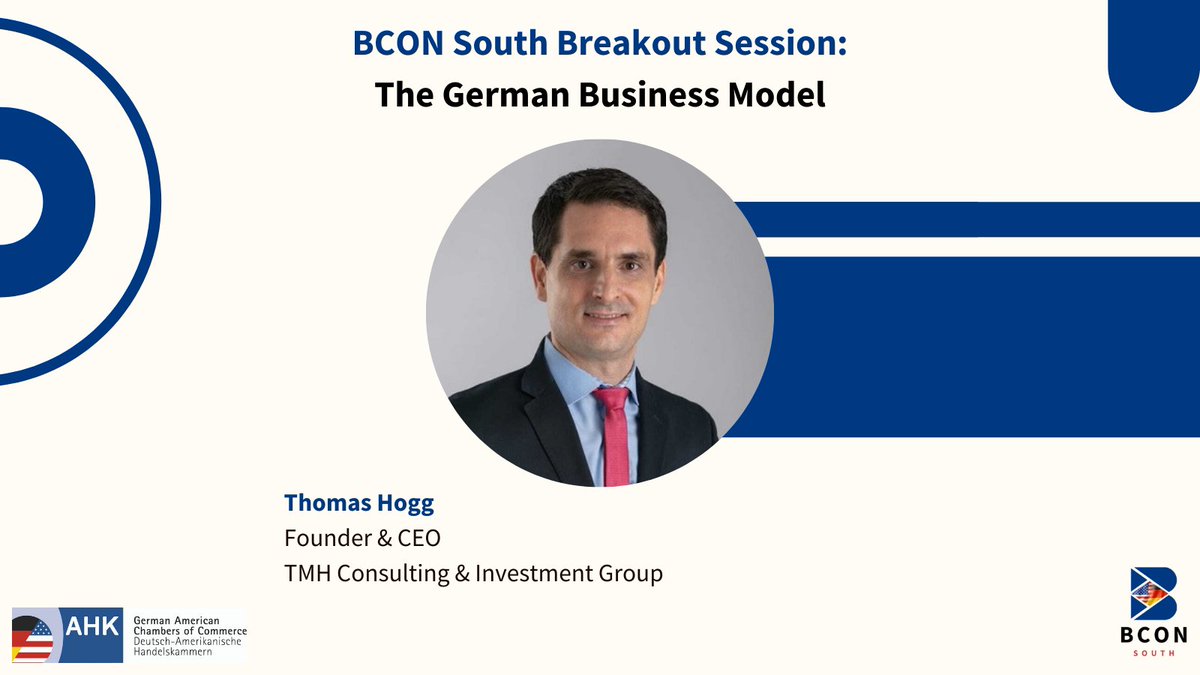 GACCSouth's tweet photo. We're excited to announce our #22BCON South - Business Conference breakout session: The German Business Model, led by Thomas Hogg, Founder & CEO, TMH Consulting & Investment Group.
Learn more & save your spot:
🗓️ 5/19 | Houston, TX
🎟️Register: https://t.co/bpzMFhBLxT https://t.co/dmlm8CqmZX