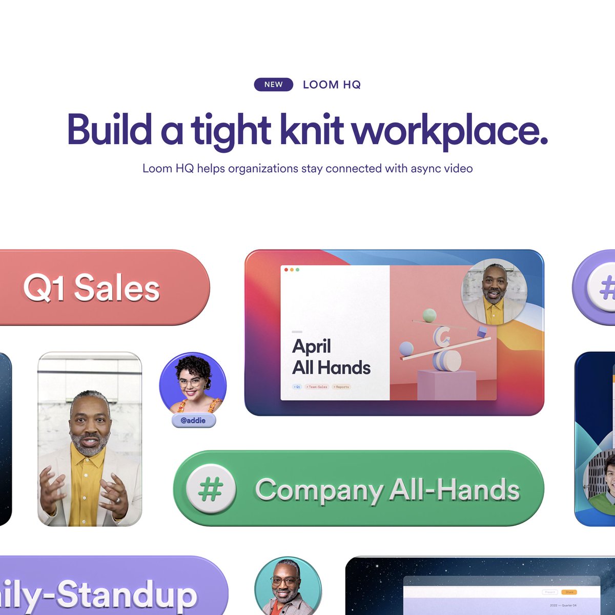 💻 Introducing Loom HQ.

Starting today, we’re rolling out access to a new video HQ. It’ll help you stay connected async and scale knowledge across teams.

We’re excited to help organizations foster a tight-knit workplace with video: loom.com/blog/introduci…