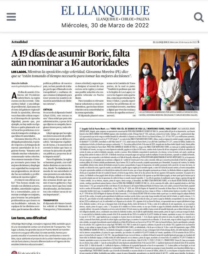 Con esto queda en evidencia que no es personal el reclamo de falta de autoridades en la región. Este es un tema ciudadano ya, de hecho, lo toca la editorial del Llanquihue. Es urgente que designen autoridades para empezar a trabajar en temas importantes para la ciudadanía ✌🏻
