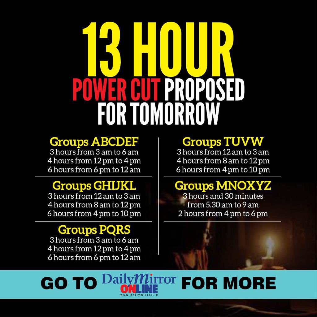 Dailymirror_SL's tweet photo. Power Cut Schedule: 31st March 2022 https://t.co/6eLh5gPDPp
