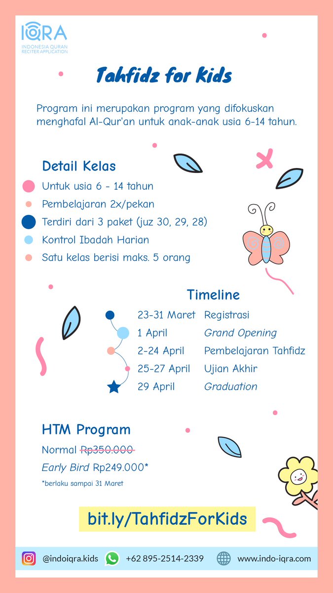 indoIQRA's tweet photo. Yuk, yang ingin ananda menjadi hafiz Qur'an bisa didaftarkan pada program tahfidz For Kids

langsung aja daftar di
https://t.co/Pfg2mrd4r3

terakhir pendaftaran besok lho! https://t.co/l0sQ5qiAPS