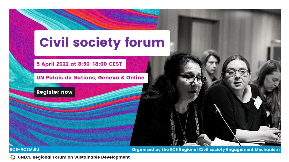 Are you from the @UNECE Region? Have you registered yet to the #CivilSocietyForum ahead of the #RFSD2022?

📅 5 April
⏰ 8:30-18:00 CEST
📌 Geneva & Online

Attending online? Register here:
docs.google.com/forms/d/e/1FAI…
Attending in person? Register here: indico.un.org/event/36315/