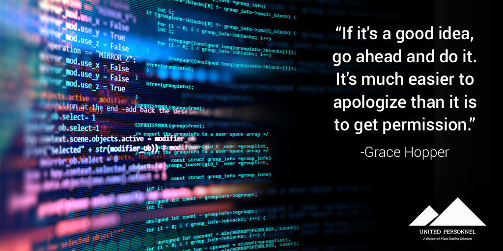 Wednesday’s Wisdom is brought to you by Grace Hopper, a pioneer of computer programming who invented one of the first linkers. 

#WisdomWednesday #womenshistorymonth #femalehero #herstory #womeninleadership #womensupportingwomen #estherpeterson #unitedstateshistory