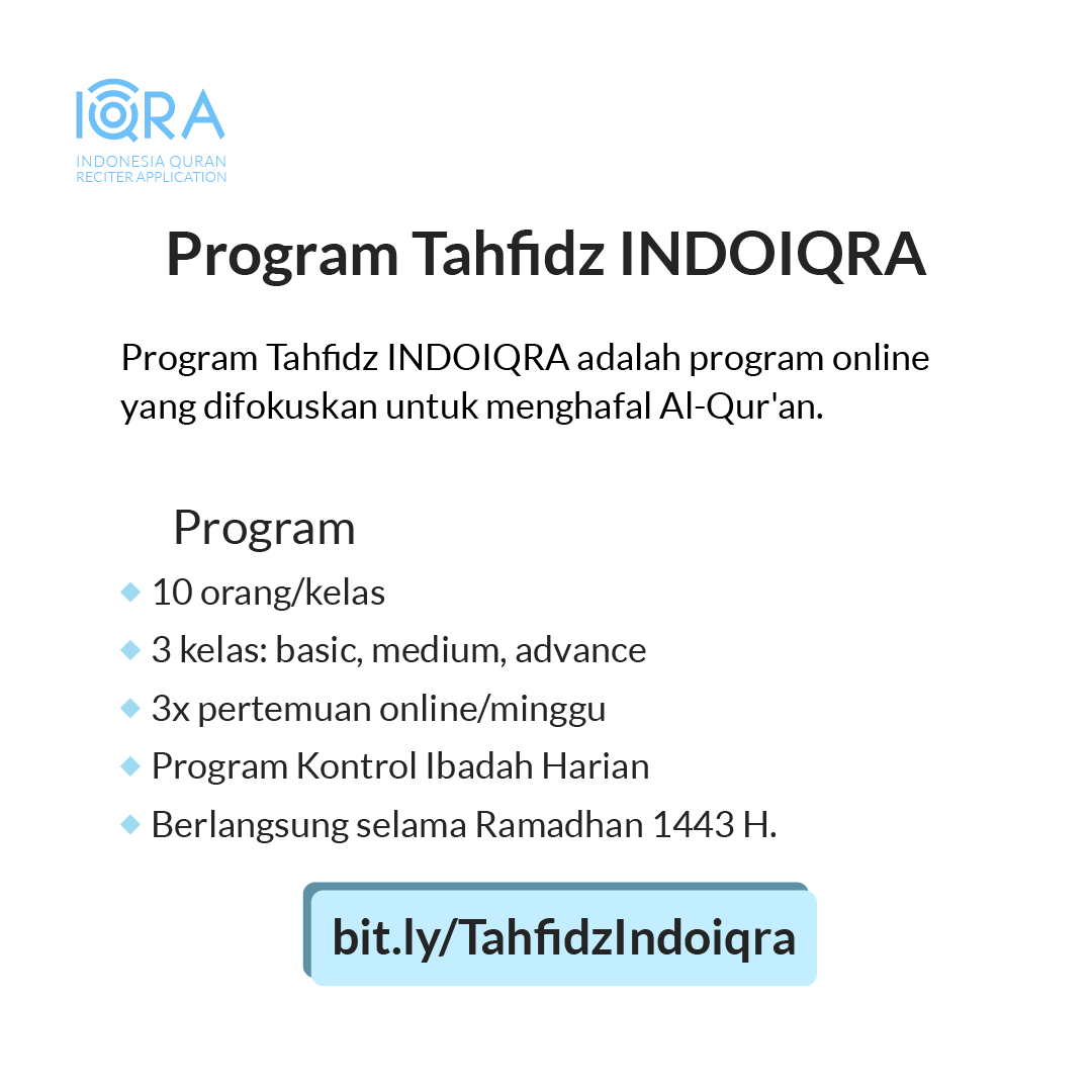 indoIQRA's tweet photo. Atau yang ingin mendaftar program tahfidz untuk ramadan ini bisa daftar ke
https://t.co/FtxXJFKQ6e

info lanjut cek poster https://t.co/f5yTcnBW2c