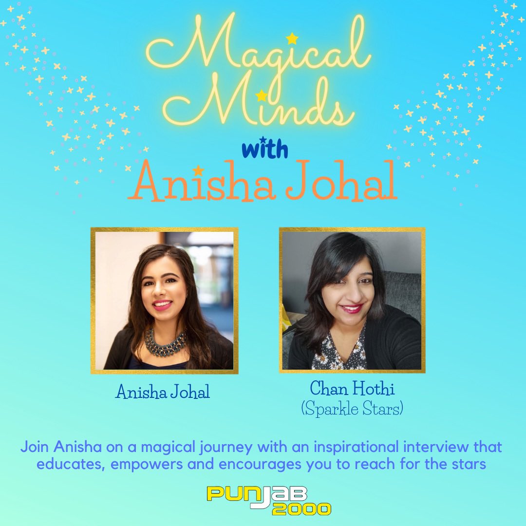 Episode 6 of my <a href="/Punjab2000music/">Punjab2000</a> Magical Minds series youtu.be/sShaJVnakjo

In this inspirational interview I’m joined by early years parenting coach Chan from Sparkle Stars ✨

Tune in for some:
⭐️ Magic Making
⭐️ Magical Moments
⭐️ Magical Memories

#MagicalMinds
