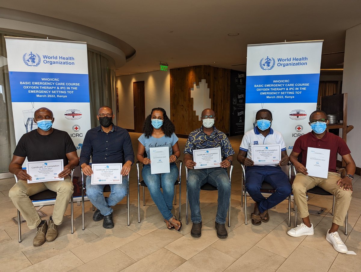 Congratulations to the participants that completed the regional WHO-ICRC Basic Emergency Care and Train the Trainer courses and the BEC Registered Facilitator training held in Nairobi this month!

#emergencymedicine 

@EMKeFoundation <a href="/MOH_Kenya/">Ministry of Health</a> <a href="/WHOAFRO/">WHO African Region</a> <a href="/ICRC_Africa/">ICRC Africa</a> <a href="/BedaneTigist/">Tigist Tesfaye Bedane MD. 🇪🇹</a>