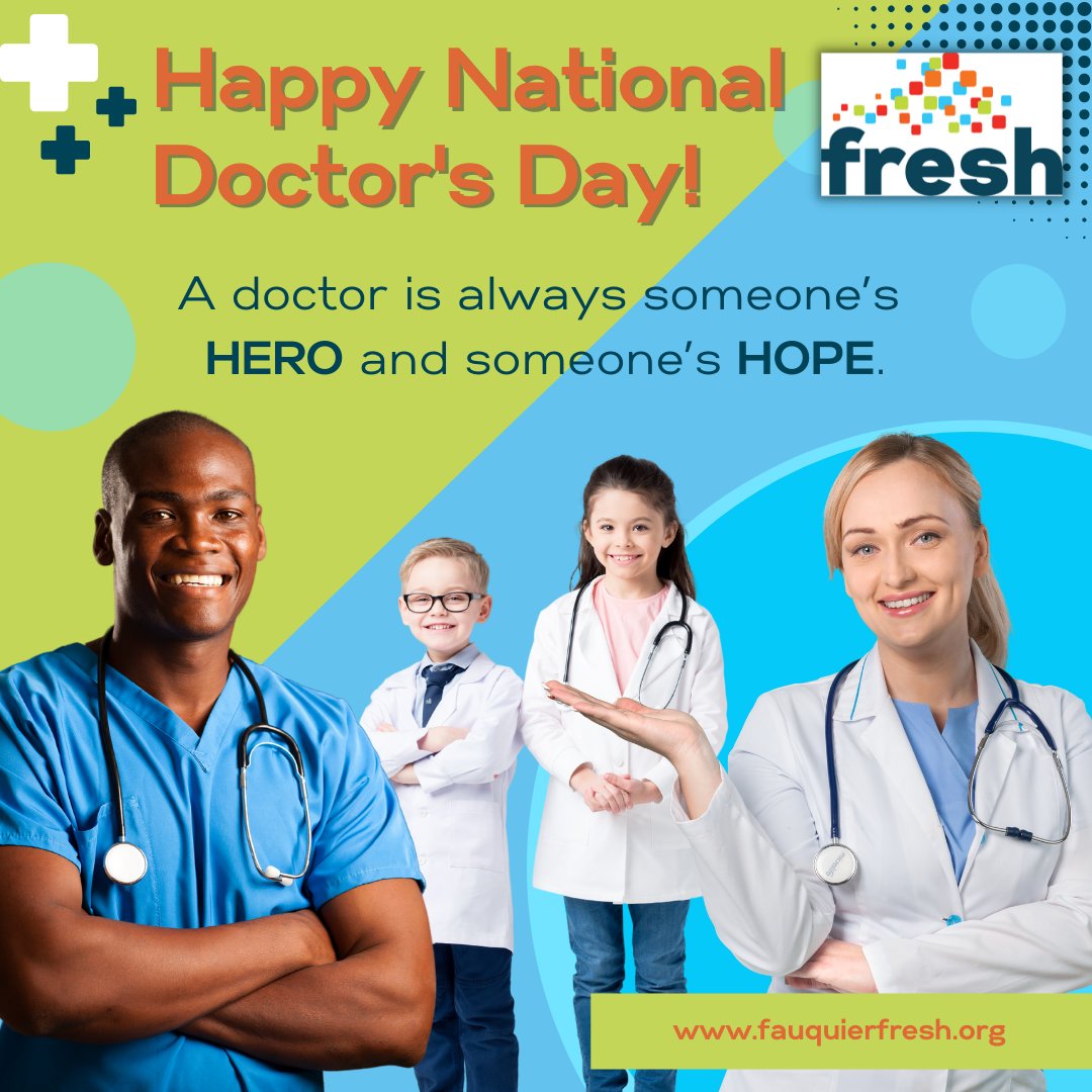FIT4FCPS1's tweet photo. We appreciate what doctors and healthcare professionals do for our community, especially during these trying times. Thank you for your dedication to making a difference in our lives and the lives of our loved ones. Happy National Doctor's Day to our heroes! #FRESHteam https://t.co/w9hh05qPd1