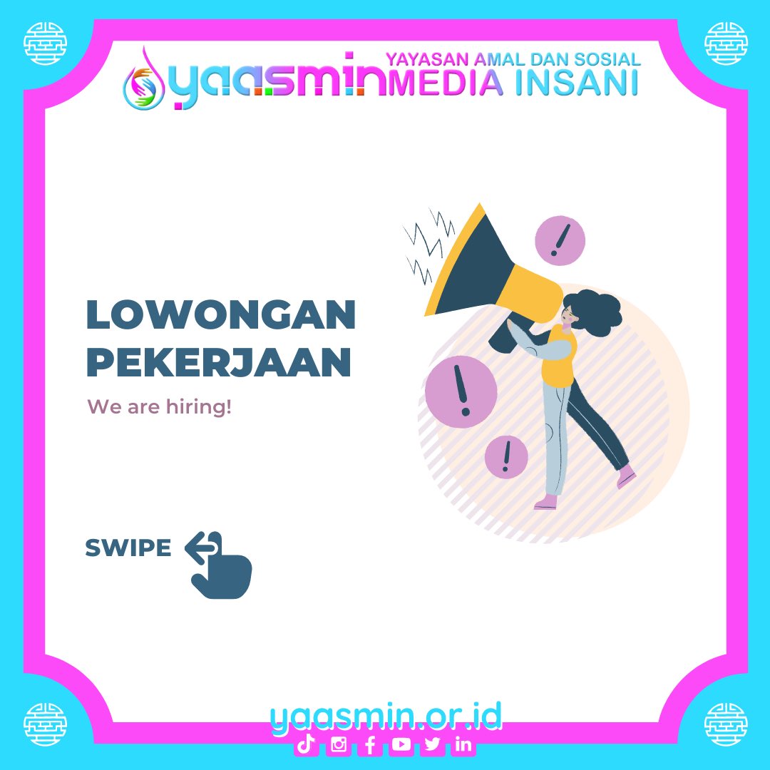 ptsultancom's tweet photo. 📢[CALLING ALL JOBSEEKERS]📢

Hai #SobatYaasmin!🥰
Kali ini kami akan membagikan informasi seputar lowongan pekerjaan loh! Penasaran kan? Yuk dibaca postingan kami sampai habis!🤩✨

Info selengkapnya bisa diakses di https://t.co/ikEVYpf7yL https://t.co/lInjmn8PMu