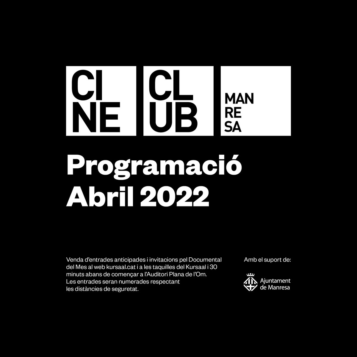 cineclubmanresa's tweet photo. Programació Abril 2022

📽️ ATENCIÓ a la mostra PERIFÈRICS: @periferics2022 
👉 és aquest cap de setmana, 1, 2 i 3 d'abril

#CineclubManresa #MostraPerifèrics https://t.co/Nolrn1ilav