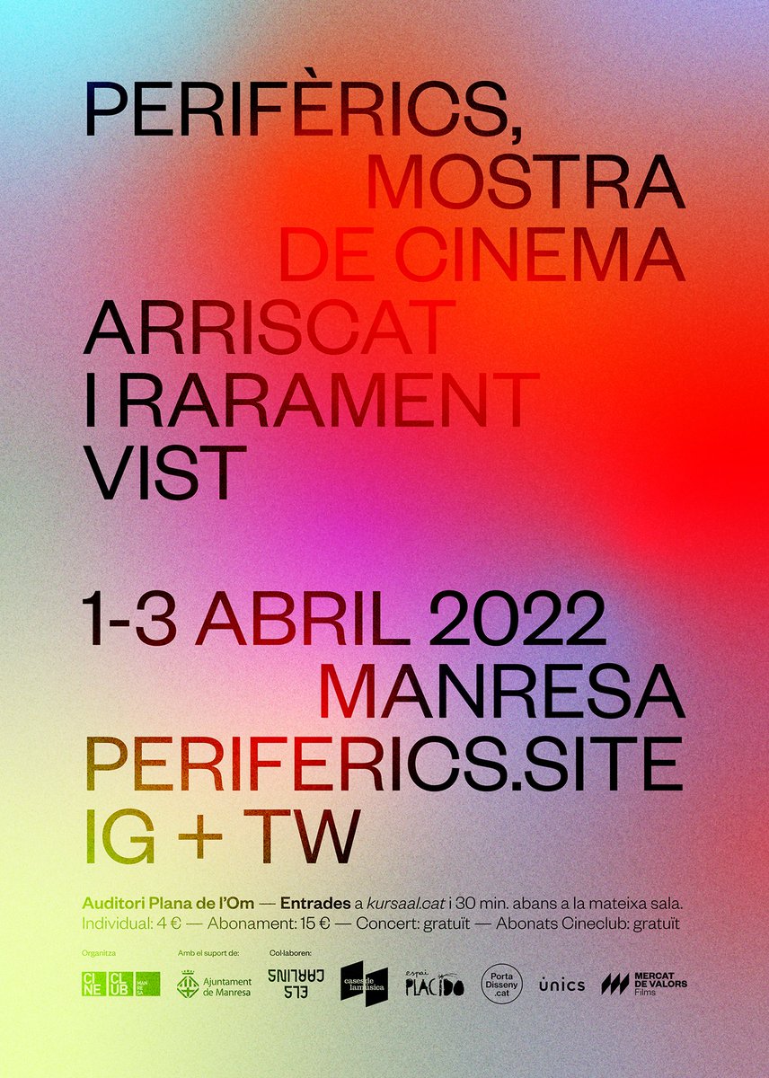 cineclubmanresa's tweet photo. Programació Abril 2022

📽️ ATENCIÓ a la mostra PERIFÈRICS: @periferics2022 
👉 és aquest cap de setmana, 1, 2 i 3 d'abril

#CineclubManresa #MostraPerifèrics https://t.co/Nolrn1ilav